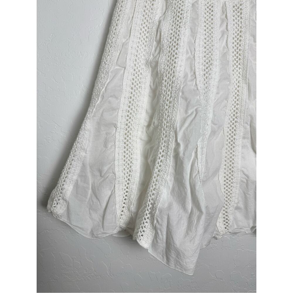 Y2K New York & Company White Open Knit Crochet Skater A-line Skirt - Picture 5 of 13